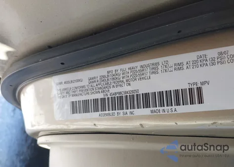 2008 Subaru Outback 3.0R L.l. Bean Edition из США, поврежденный, VIN 4S4BP86C584329250